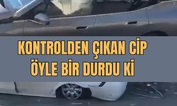 Kontrolden çıkan cip, park halindeki aracın üzerine...