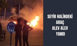 Seyir halindeki araç alev alev yandı