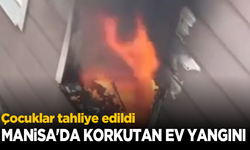 Manisa'da korkutan ev yangını, çocuklar yangın merdiveni ile tahliye edildi!