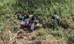 Erdek'te motosiklet direksiyon hakimiyetini kaybetti uçuruma düştü
