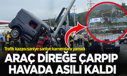 Muğla’daki feci kaza kamerada: Araç direğe çarpıp havada asılı kaldı