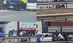 Otoyolda sürücü önce dövüldü sonra suyla ayıltmaya çalışıldı: O anlar kamerada