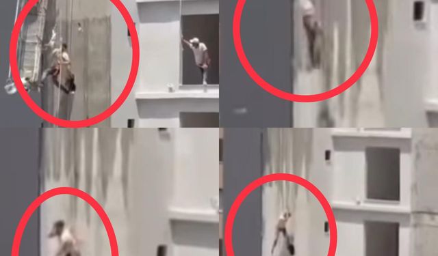 İskele halatı koptu, işçi ölümden döndü