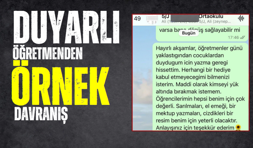 Duyarlı öğretmenden örnek davranış