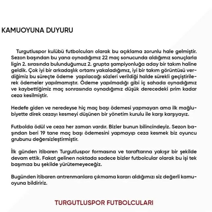 Turgutluspor’da Futbolcular Antrenmanlara Çıkmama Kararı Aldı (2)