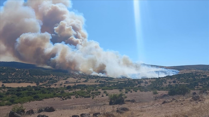 Çanakkale'de Çöplük Alandan Ormana Sıçrayan Yangın Nedeniyle Bir Mahalle Tahliye Edildi (1)