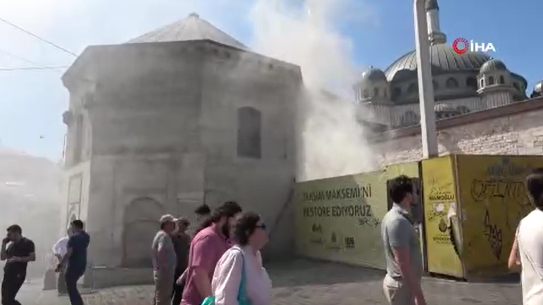 Taksim Meydanı’nda Korkutan Yangın Boyalar Patladı, Panik Yaşandı (2)