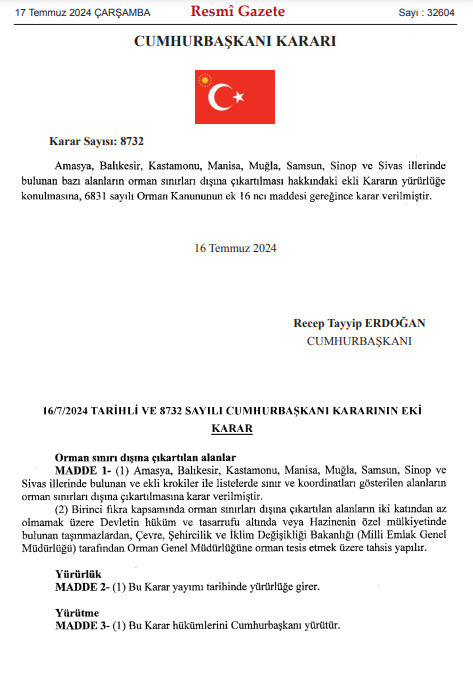 Resmi Gazete'e Yayımlandı Manisa Ve 7 Ilde Bazı Ormanlar Sınır Dışına Çıkarıldı (2)