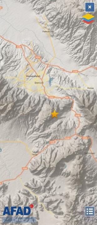 Denizli'de 3.2 Büyüklüğünde Deprem