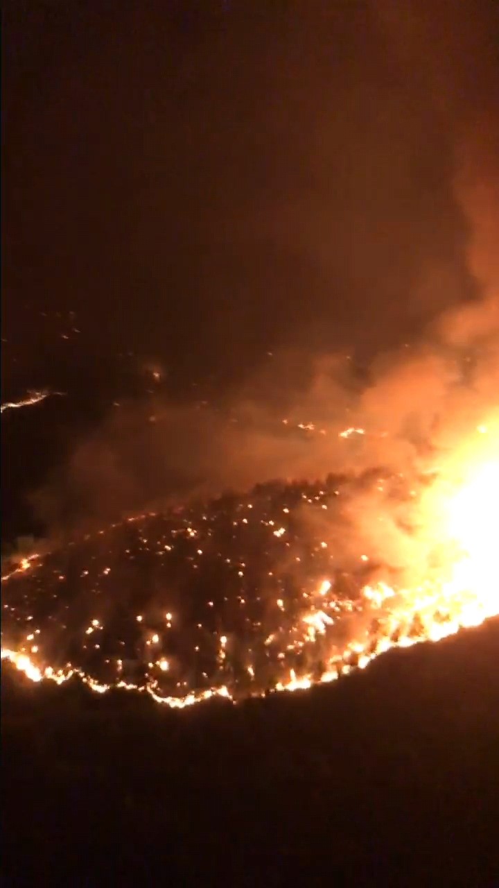 Gördes'teki Orman Yangınında Gece Görüşlü Helikopter Devrede (2)