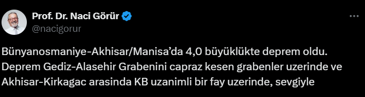 Naci Görür'den deprem sonrası Açıklama geldi