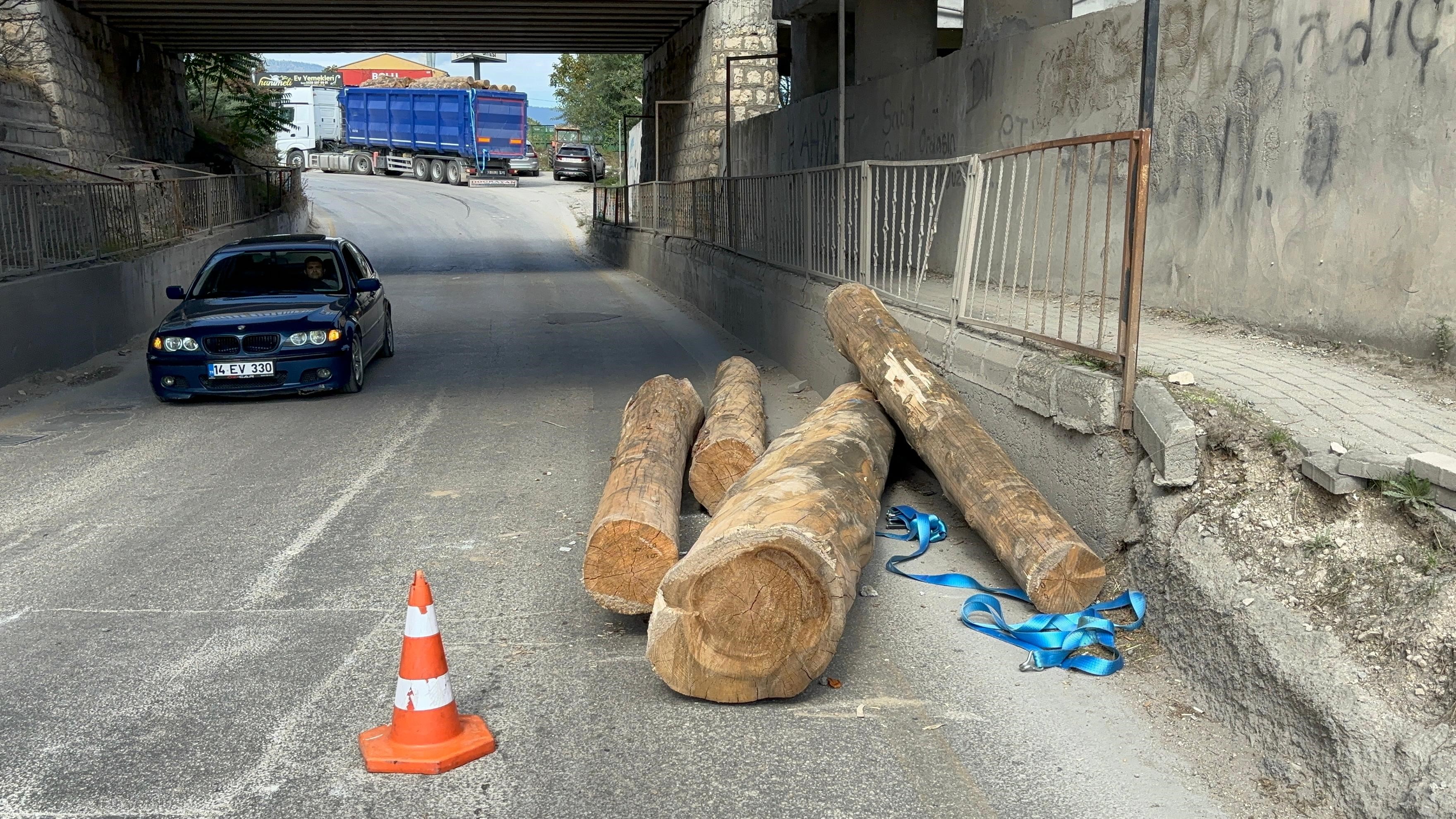 Tır Alt Geçitten Geçerken Tomrukları Yola Düşürdü (3)