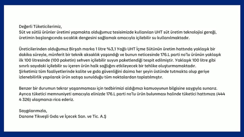 Danone Firmasının Ürettiği Birşah Marka Süt Paketlerinde Su Tespit Edildi. (1)